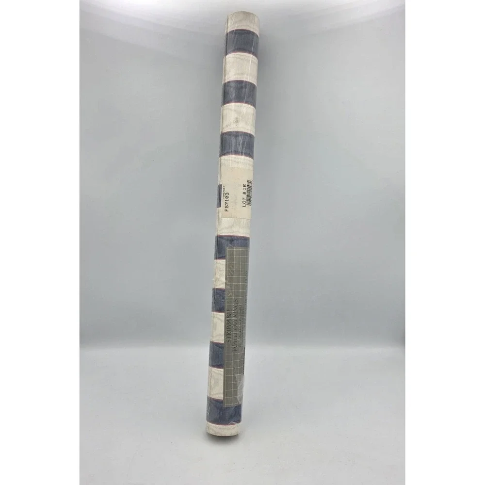 Vtg New Foremost Wallcoverings Prepasted Scrubbable Blue White Stripes